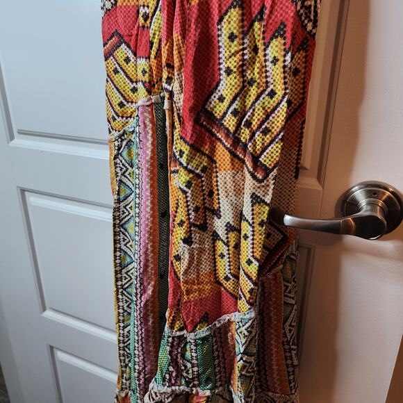 FARM Rio Banana Scarves Yawanawa Maxi Dress Sz G (Lg) Boho Art *See Measures) - Picture 12 of 16